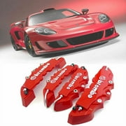 4PCS Car Disc Brake Caliper Covers Front & Rear Kit Red 3D Style Universal