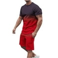 thumbnail image 1 of Aeguzox 2 Piece Outfit for Men Gradient Print Casual Round Neck Short Sleeve T-Shirt with Matching Regular Shorts,Sizes M-5XL, 1 of 5
