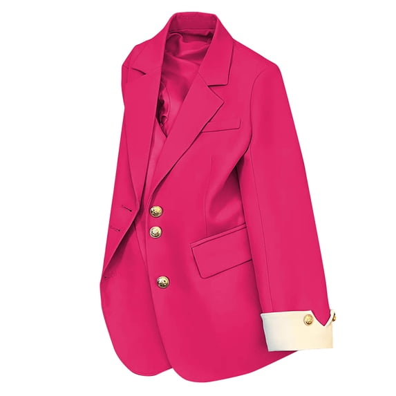 Aeguzox Blazer Dress for Women Long Sleeve Relaxed Open Front Turndown Collar Solid Color Lightweight Business Casual Outer Coat for Daily Occasions with Pocket,Size S-3XL