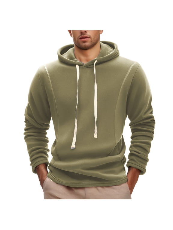 Aeguzox Hoodie for Men Casual Plain Thick Drawstring Elastic Hooded Sweatshirt with Double Drawstrings,Size S-3XL