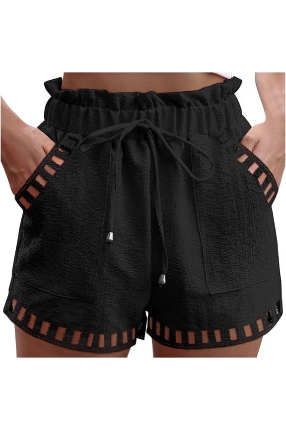 Jean Shorts Womens Solid High Rise Summer Relaxed Wide Leg Cropped,Sizes S-3XL