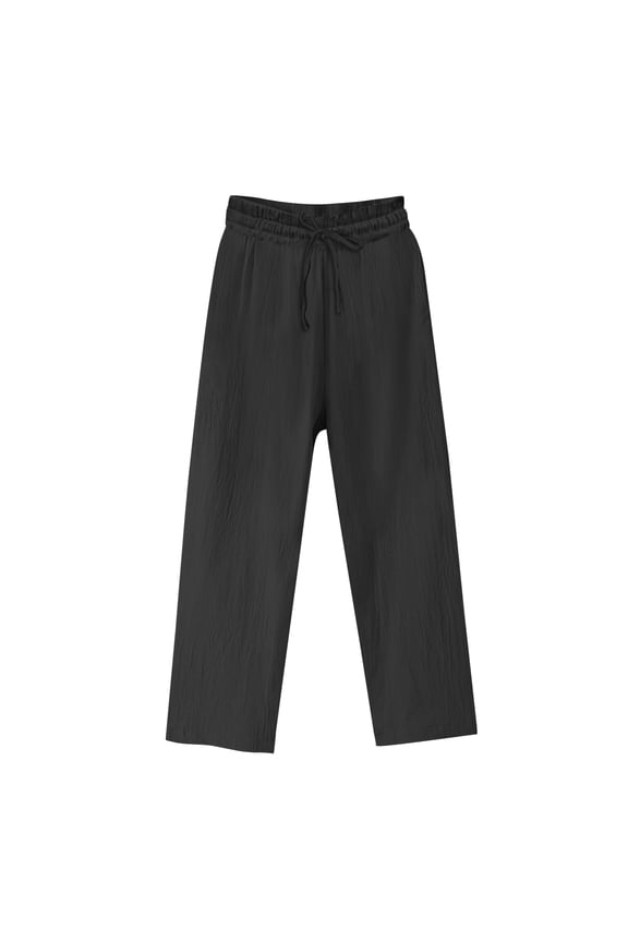 Linen Pants Women Linen Blend Tie Waist Solid Straight Casual,Sizes S-5XL
