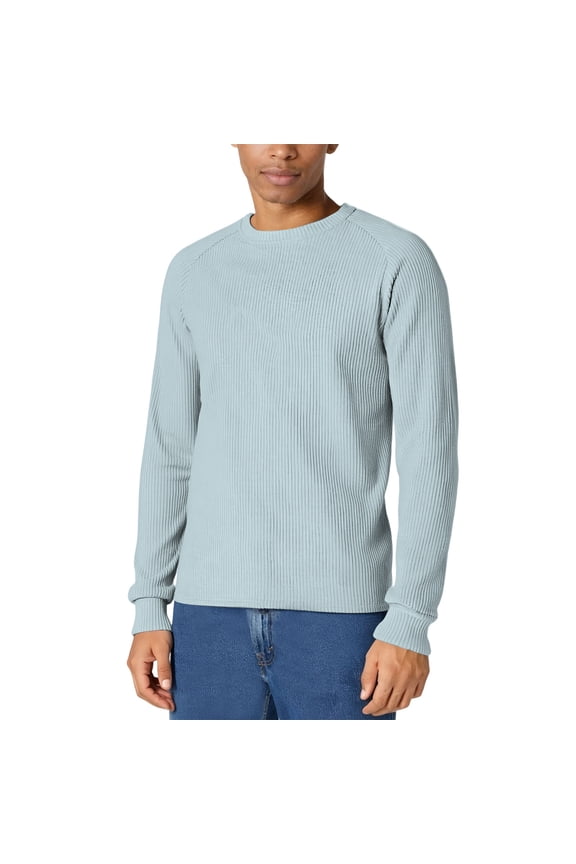 Long Sleeve Shirts for Men Raglan Shoulder Vertical Rib Texture Long Sleeve Crew Neck Elastic Cuff Form Fitting Pullover,Sizes M-3XL