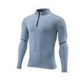thumbnail image 1 of Aeguzox Long Sleeve Shirts for Men Wrinkle Friendly Ultra Thin Compression Quarter Zip Long Sleeve Flexible Workout Pullover,Sizes S-4XL, 1 of 2