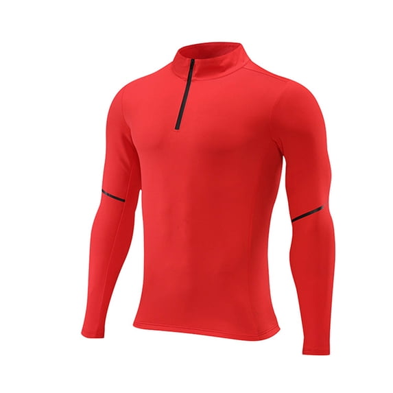 Aeguzox Long Sleeve Shirts for Men Wrinkle Friendly Ultra Thin Compression Quarter Zip Long Sleeve Flexible Workout Pullover,Sizes S-4XL