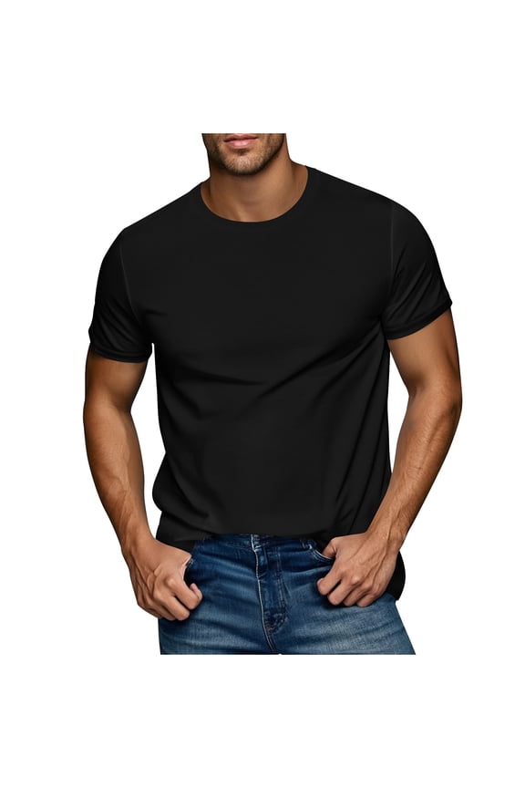 Men's T-shirts Simple Solid Round Neck Summer Universal Layout,Sizes S-3XL