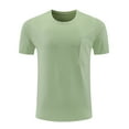 Aeguzox Men's T-shirts Solid Color Diagonal Panel Pocket Design Short ...