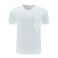 Aeguzox Men's T-shirts Solid Color Diagonal Panel Pocket Design Short ...