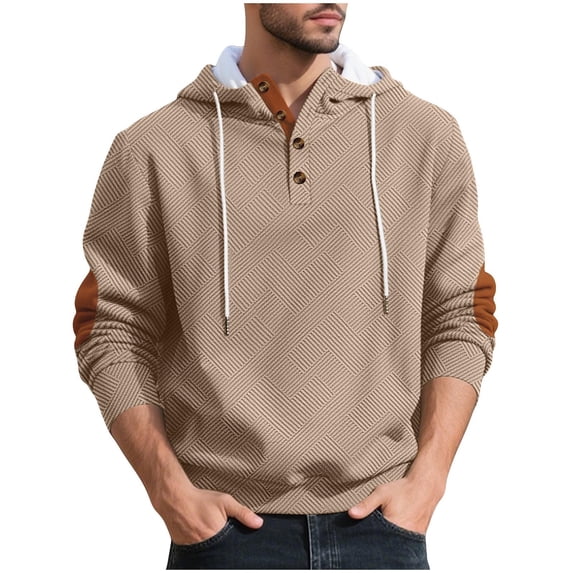 Mens Hoodies Plain Relaxed Fashionable Button-Up Drawstring Long-Sleeved,Size 3XL