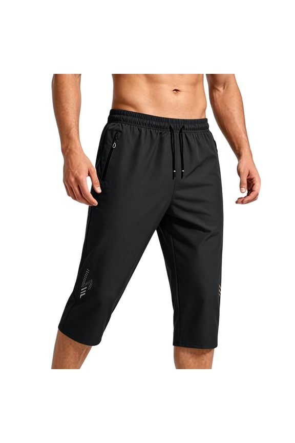 Mens Pants Daily Workout Three Quarter Silhouette Elastic Waist Dual Drawstring Outfit,Sizes XL-5XL