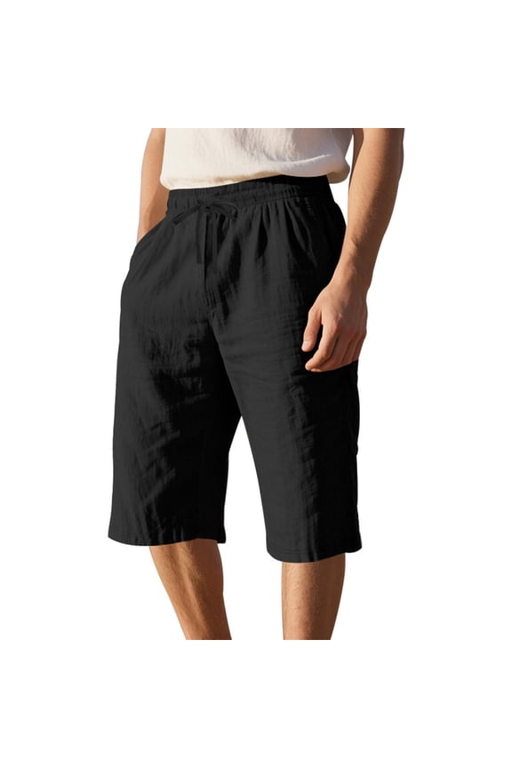 Shorts Men Versatile Solids Breathable Cloth Tie Waist Design Functional Pockets Outdoor Style,Sizes S-3XL