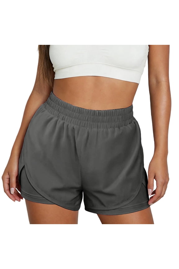 Shorts for Women Solid High Waist Anti-Show Cropped with Side Pockets,Sizes XS-2XL