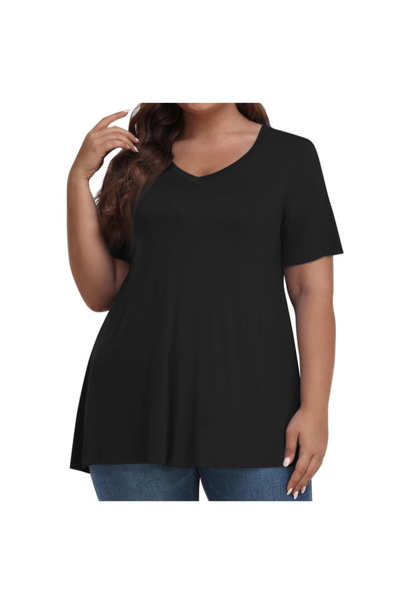 Summer Tops for Women Solid A-Line Loose Draping Style Summer Casual Relaxed Fit Everyday Wear,Sizes XL-5XL