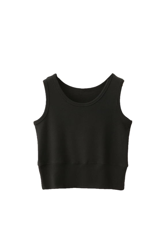 Tank Tops for Women Brushed Fleece Fabric U-neck Wide-strap Thermal Skin-friendly Basic Cropped Tank,Sizes L-2XL