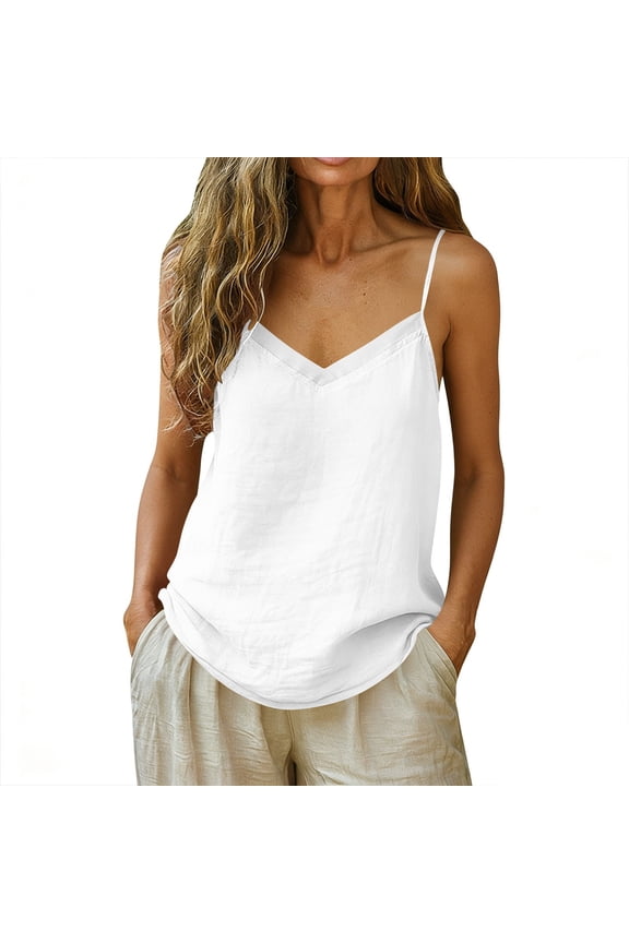Tank Tops for Women Loose Straight Silhouette Thin-strap Camisole Breathable Non-sweaty Summer Sleeveless,Sizes M-3XL