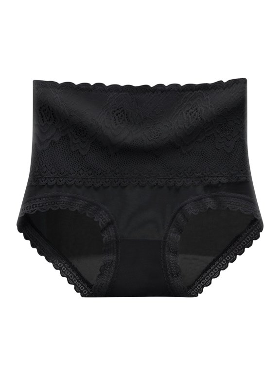 Underwear Women Solid Color Briefs Ventilate Lace Netting High Waist Underpants,Size M-XL