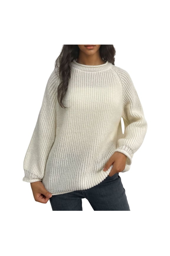 Women's Sweaters Comfort Oversized Cut Full Vertical Rib Roll Neck Raglan Seam Long Sleeve,Sizes S-4XL