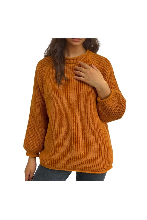 Women's Sweaters Comfort Oversized Cut Full Vertical Rib Roll Neck Raglan Seam Long Sleeve,Sizes S-4XL