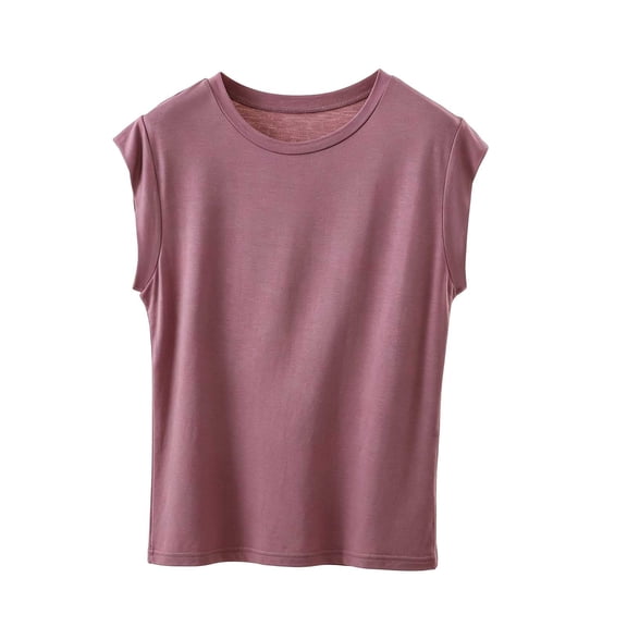 Aeguzox Womens Tank Tops Round Neck Sleeveless Drapey Fabric Breathable Skin-friendly Loose Versatile Minimalist,Sizes L-XL