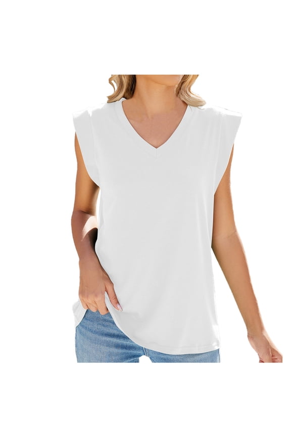 Womens Tank Tops Split Neck Flutter Sleeve Clean Shoulder Line Creates Refreshing Breathable Casual Style,Sizes S-2XL