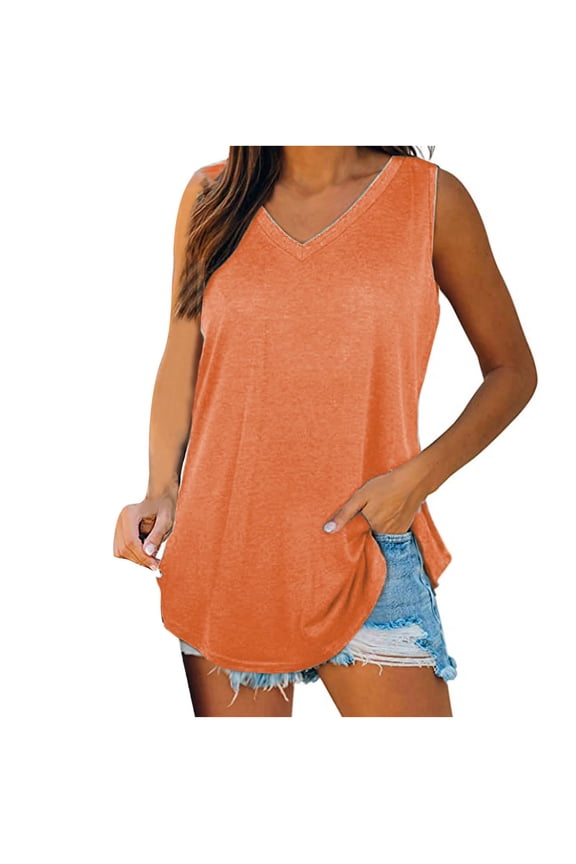 Womens Tank Tops V-neck Reinforced Seam Craft Clean Lines Collarbone-flattering Slimming,Sizes S-2XL
