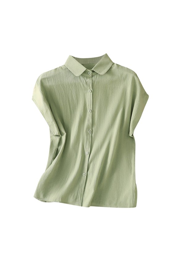 Womens Tops Work Commute Slightly Loose Lapel Full Button Front Clean Cut,Sizes S-2XL