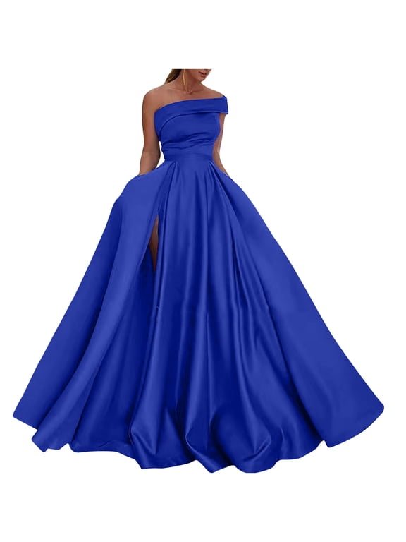 summer Dresses for Women Dramatic Ball Gown Silhouette Off Shoulder Draped Collar Ruched Waist Maxi Silhouette,Sizes S-3XL