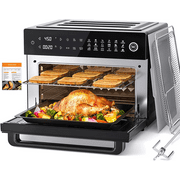 Aeitto® 32-Quart PRO Large Air Fryer Oven, Rotisserie Oven with Dehydrator and Full Accessor, Toaster Oven Combo | with Rotisserie, | 19-In-1 Digital Airfryer | Fit 13" Pizza, 9pcs Toast, 1800w, Black