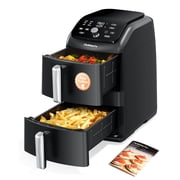 Aeitto 12QT Large Air Fryer, 12-in-1 Digital Airfryer with Clear Window, 40+ Recipes, Flavor-Lock Tech, Shake Reminder, Compact, Quiet, Dishwasher Safe, Nonstick, Fit for Family of 2-5, Black
