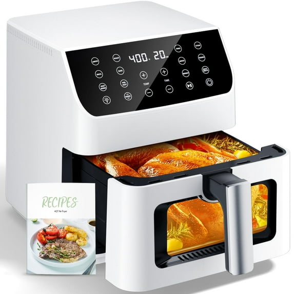Aeitto 5.8QT Large Air Fryer, 12-in-1 Digital Airfryer with Clear Window,Fit for Family of 2-5,White