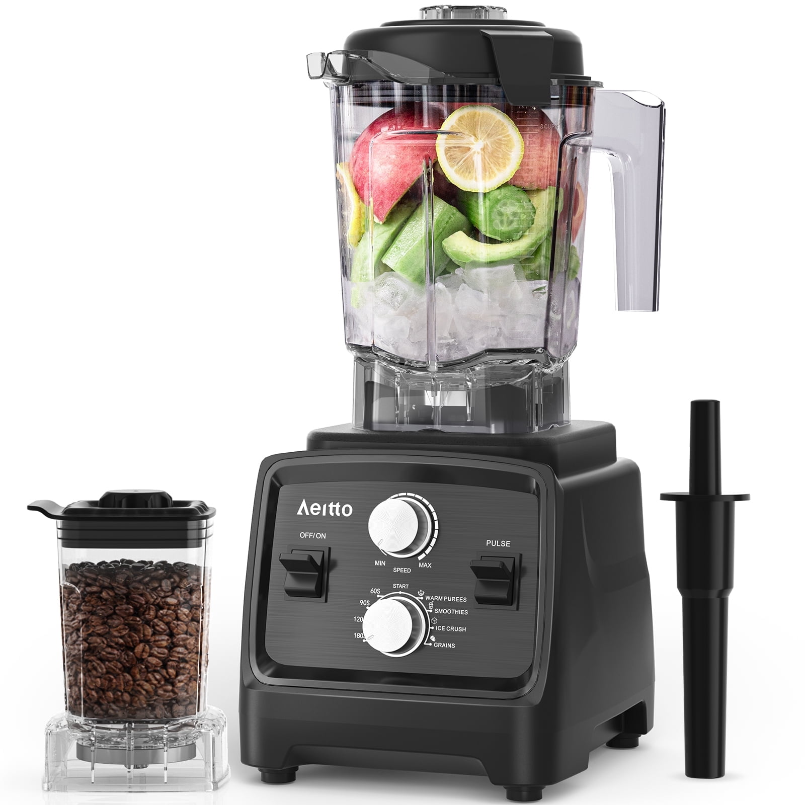 Aeitto Blenders for Kitchen with 1800W Motor, 68Oz. Extra Large Capacity, 2-in-1 Blender & Grinder Combo, BPA-Free Countertop Professional Blender for Smoothies, Ice Crush, Frozen Drinks, Black