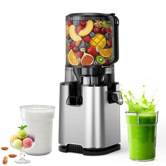 Aeitto Cold Press Juicer, Juicer Machines with 5.9" Extra Wide Feed Chute, 3-IN-1 Strainers (Juice & Sorbet & Nut Milk), Slow Masticating Juicer Easy to Clean, High Juice Yield
