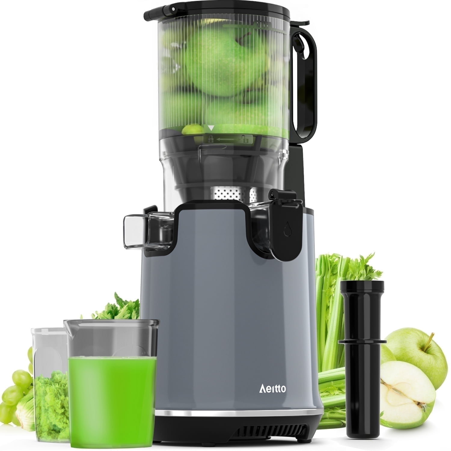 Gray Electric Masticating Juicer with Large Capacity