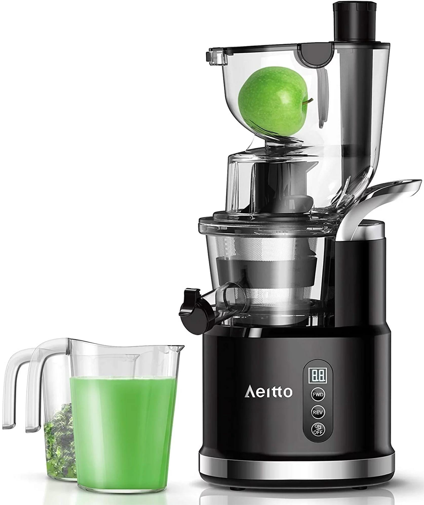 Aeitto Masticating Juicer Machine, Cold Press, Wide 3.3-in Auger, High Juice Yield, Easy Clean, 900ml Cup, Reverse
