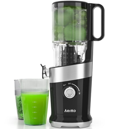 Aeitto Mega4 Masticating Juicer Machines, 4.35' Large Feed Chute, Whole Fruits/Vegetables, High Juice Yield
