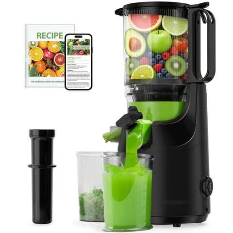 Aeitto Juicer Machines, Cold Press Juicer, 5.3" Extra Large Feed Chute for Whole Vegetables & Fruits, High Juice Yield Juice Maker, 1.7L Large Capacity Slow Masticating Juicer
