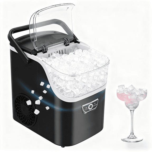 Aeitto Countertop Ice Maker Machine, 8 Ice Cubes in 6 mins,36lb/Day Ice with 2 Sizes- Portable Mini