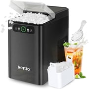 Aeitto Nugget Ice Maker Countertop, Pellet Ice Machine Soft Chewable Ice 40lbs/Day, One-Click Operation, Auto Self-Cleaning Crushed Ice Makers Stainless with Sc