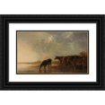 thumbnail image 1 of Aelbert Cuyp 14x10 Black Ornate Wood Framed Double Matted Museum Art Print Titled: River Landscape with Cows (1640 - 1650), 1 of 5