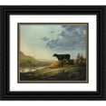 thumbnail image 1 of Aelbert Cuyp 14x12 Black Ornate Wood Framed Double Matted Museum Art Print Titled: Young Herdsmen with Cows (ca. 1655-60), 1 of 5
