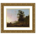 thumbnail image 1 of Aelbert Cuyp 14x12 Gold Ornate Wood Frame and Double Matted Museum Art Print Titled - Landscape with the Flight into Egypt (ca. 1650), 1 of 4
