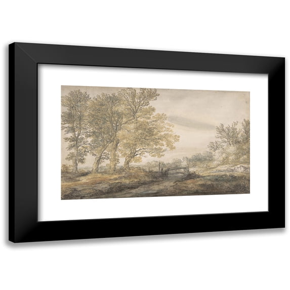 Aelbert Cuyp 18x12 Black Modern Framed Museum Art Print Titled - Landscape with Trees (1635-91)
