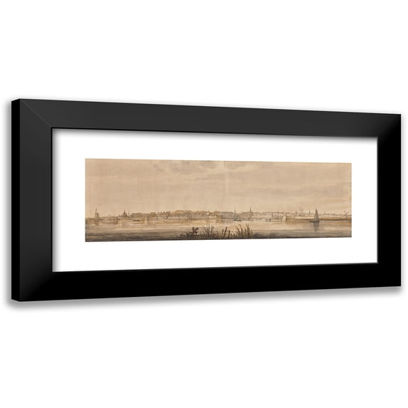 Aelbert Cuyp 18x8 Black Modern Framed Museum Art Print Titled - Panoramic View of Dordrecht and the River Maas (1645-1652)
