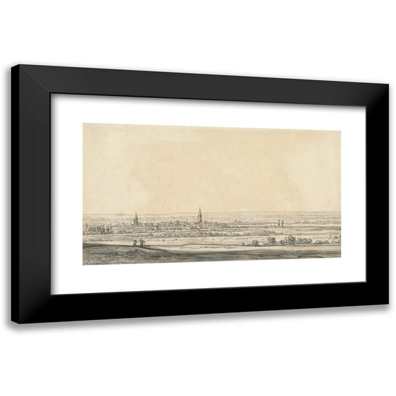 Aelbert Cuyp 24x15 Black Modern Framed Museum Art Print Titled - View of the Rhine River Valley (1651-1652)