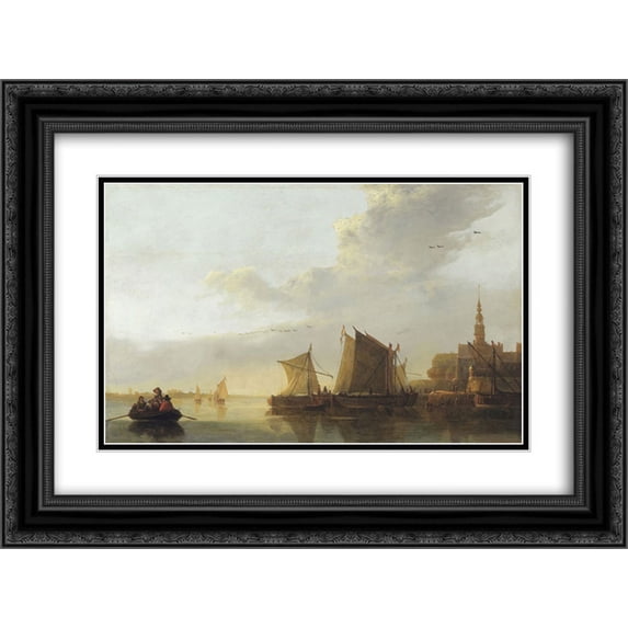 Aelbert Cuyp 2x Matted 24x20 Black Ornate Framed Art Print 'View of Dordrecht'