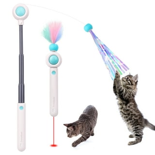 Benemall Cat Feather Toys Interactive Cat Toy with Super Suction Cup Detachable 6 Pcs Feather Replacements with Bell 2 Wand Cat Spring Feather Toys for
