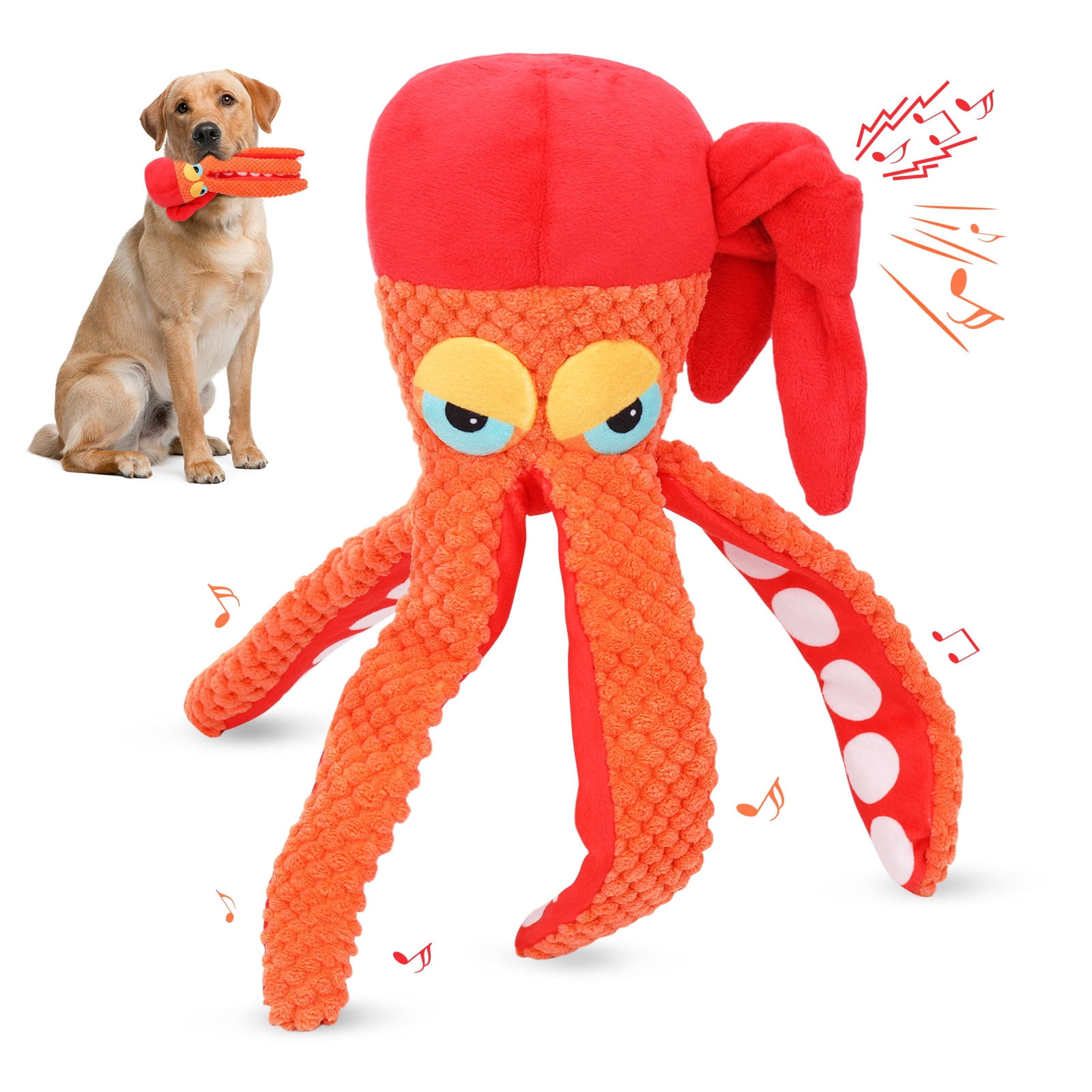 Aelflane Squeaky Dog Toys, Octopus Plush Dog Toy, Durable Interactive