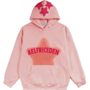 SIDIWEN Aelfric Eden Womens Graphic Hoodies Pink Star Print Hoodie Unisex Oversized Hoodies Long Sleeve Pocket Pullover