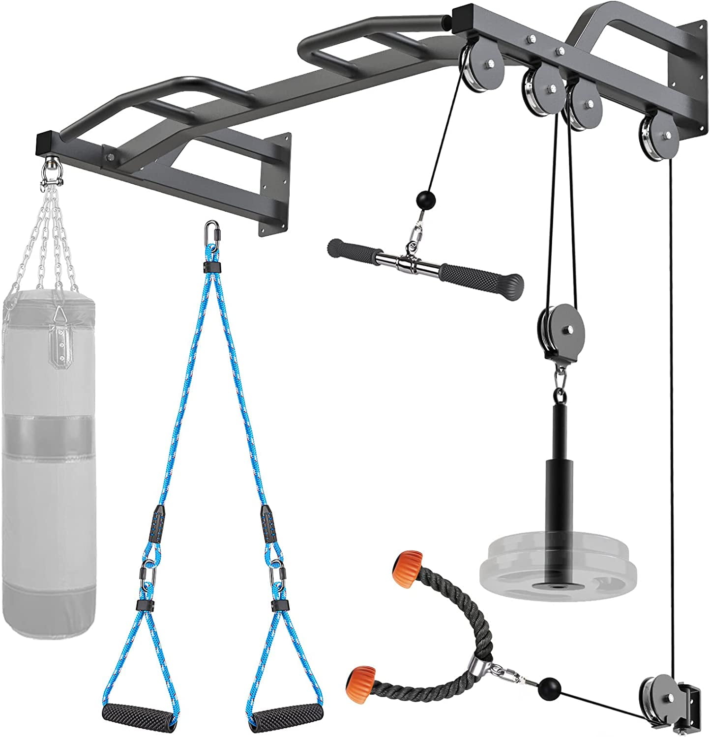 Aelkan 48" Wall Multifunction Cable Pulley System Gym, 48" Wall Mounted