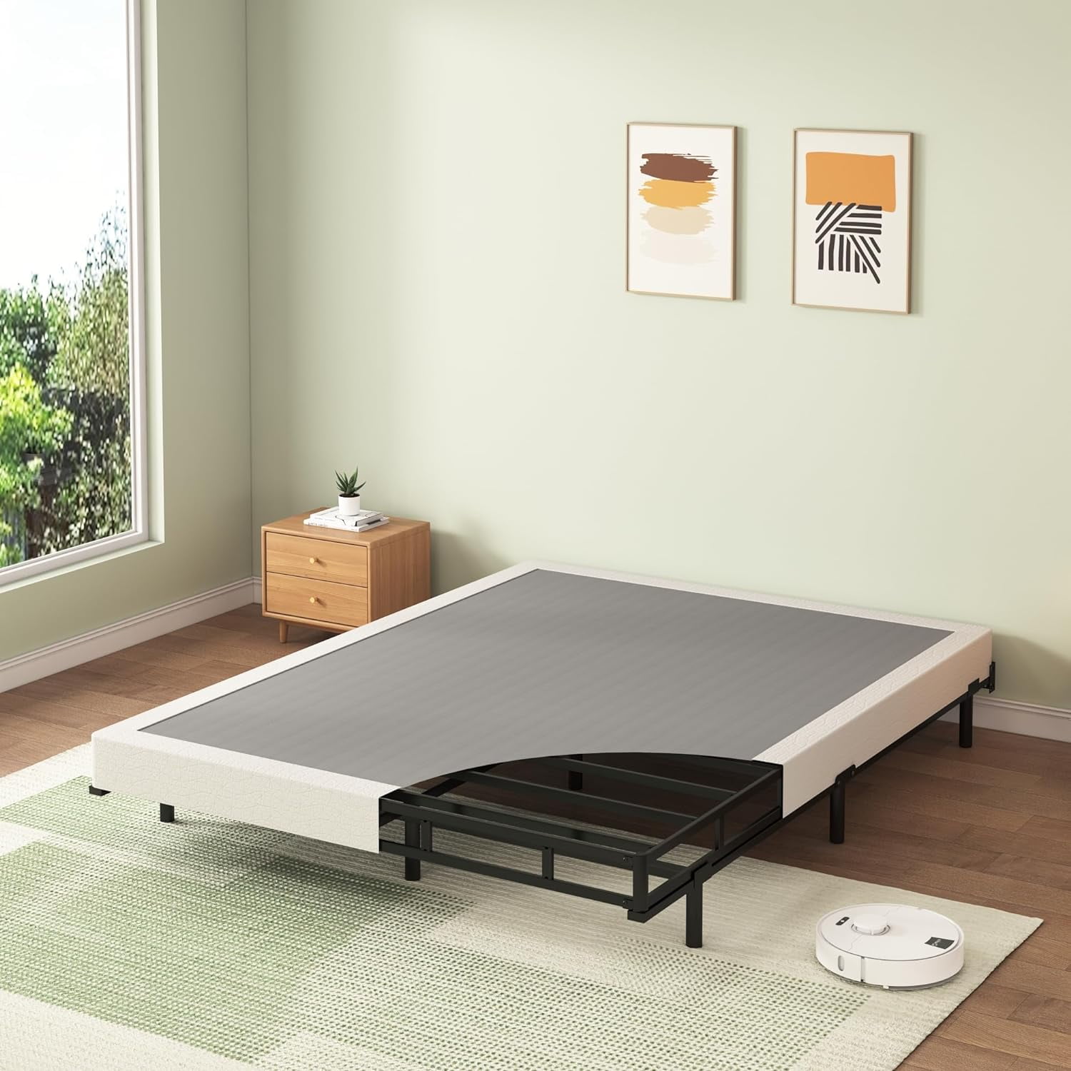 Aelkan Full Size Box Spring with Fabric Cover Set, 5 Inch Full Box